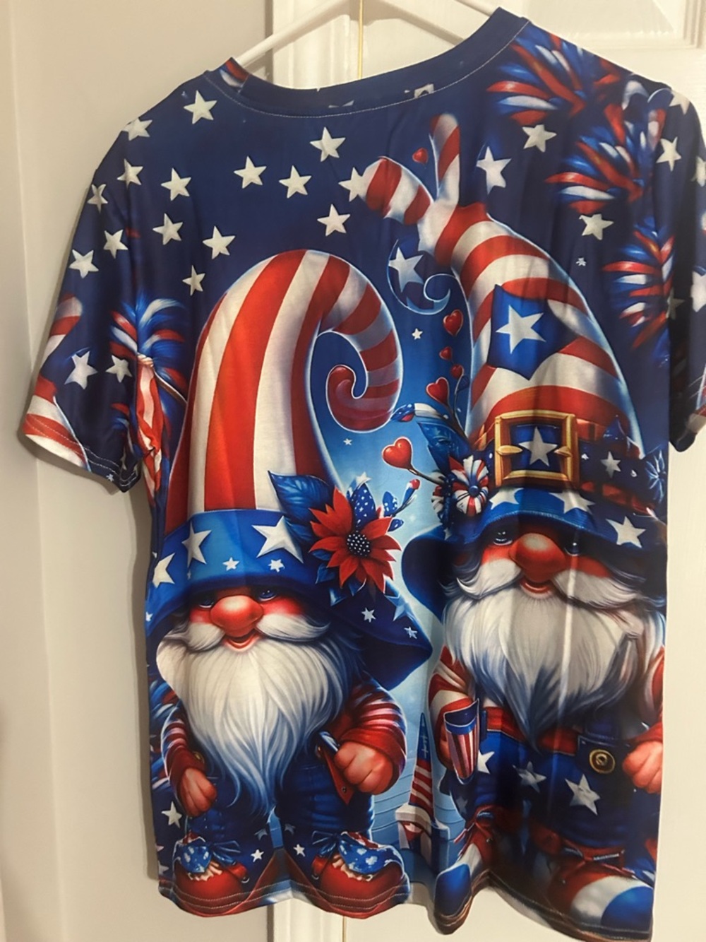 Ladies Patriotic Gnome Tee - Blue / Red / White - Picture 2 of 3
